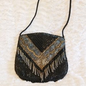 Vintage Beaded Evening Bag w/Braided Satin…